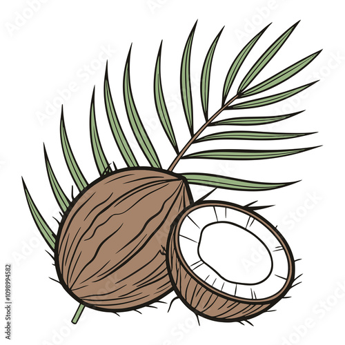 Coconut icon, A Beautiful color Coconut icon vector on white background