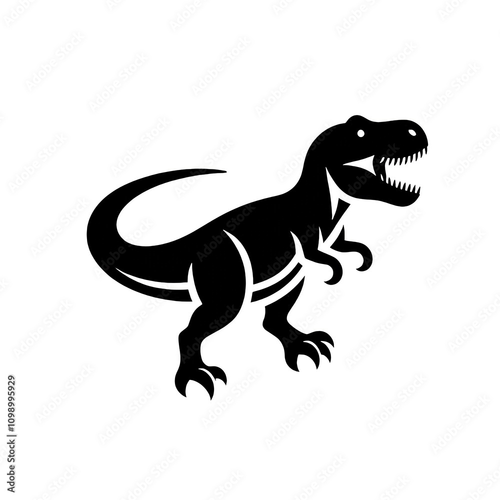 Obraz premium Simple, minimalist illustration of Tyrannosaurus rex in black and white. Suitable for use as a logo or icon.
