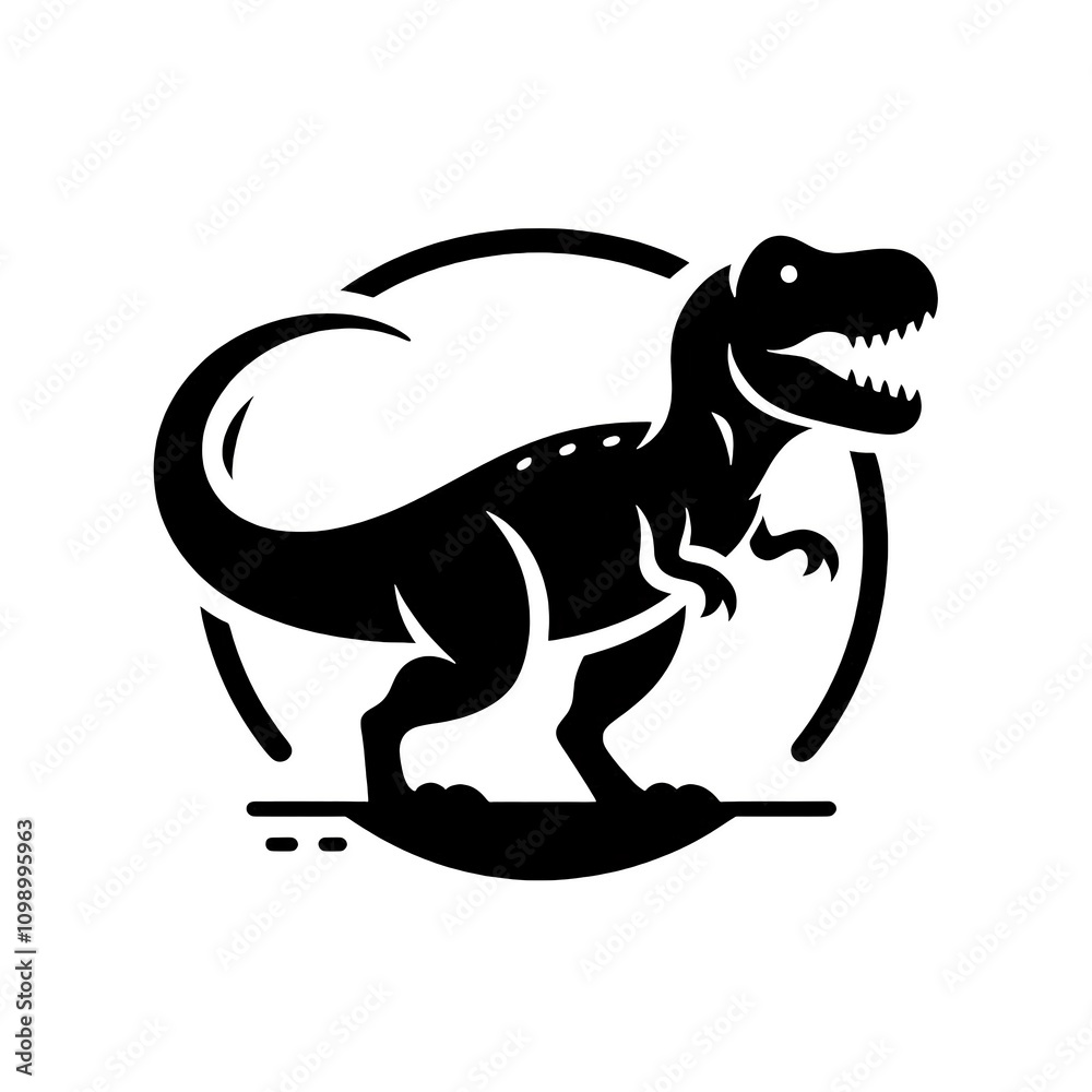 Fototapeta premium Simple, minimalist illustration of Tyrannosaurus rex in black and white. Suitable for use as a logo or icon.