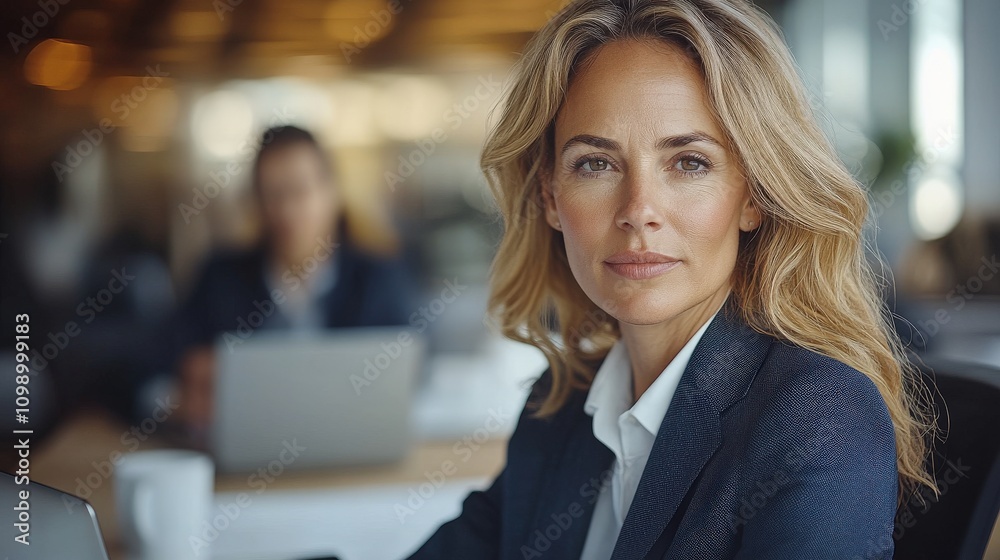 Fototapeta premium A professional woman in a business setting, exuding confidence and focus.