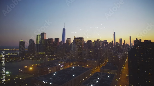 Wallpaper Mural Smart digital Innovation city with connection network reciprocity over the sunset cityscape. of future wireless digital city and social media networking systems that connects people with in city Torontodigital.ca