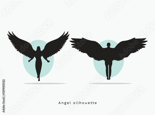 Vector angel silhouette illustration