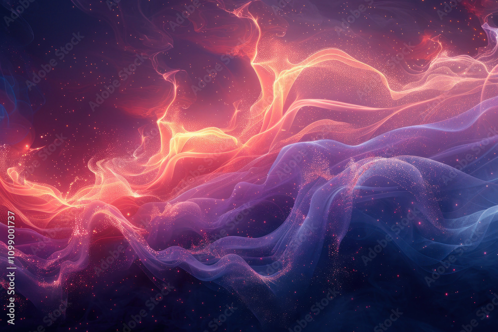 Obraz premium abstract wavy shapes reminiscent of streams of smoke or energy, made in bright and saturated colors. 