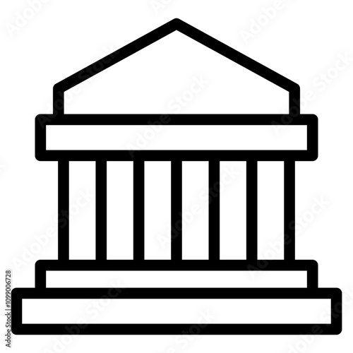 bank building icon on white