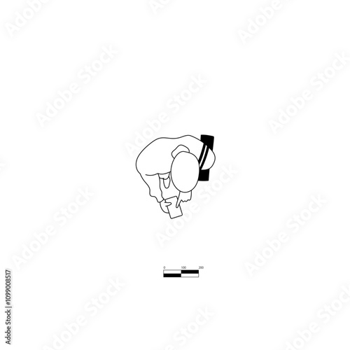 スマホを操作する男性の平面図イラスト