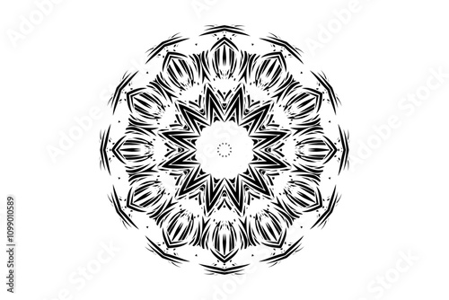 Symmetrical Mandala Design Featuring Star Like Center and Radiating Layers
 photo