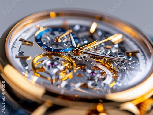 Showcasing a luxury watch mechanism with visible gears in premium product photography studio close-up elegance photo