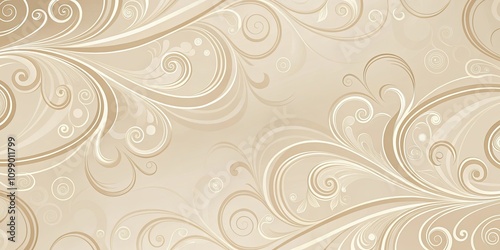 Elegant Beige and Cream Swirling Floral Background Design Perfect for Wedding Invitations, Announcements, and Decorative Projects