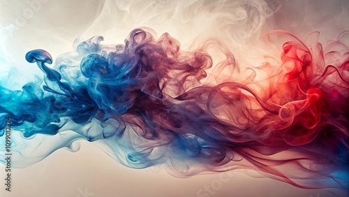 Abstract Swirling Color Clouds A Mesmerizing Study in Blue, Red, and Purple Hues