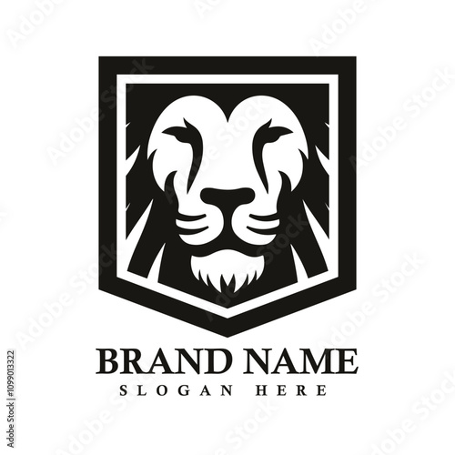 Minimalist lion head animal logo design photo