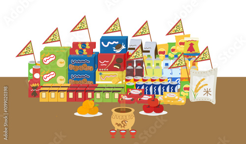 Chinese Ghost Festival celebration. (caption: Ghost Festival.), vector illustration