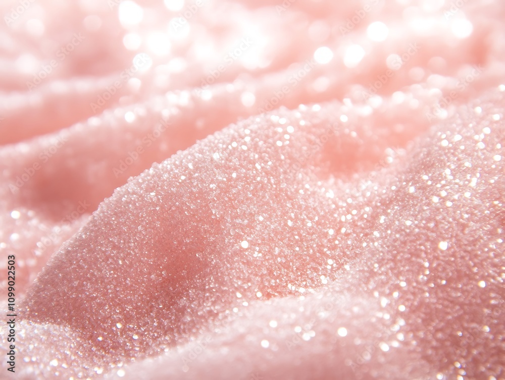 Fototapeta premium Soft pink glitter fabric with light bokeh.