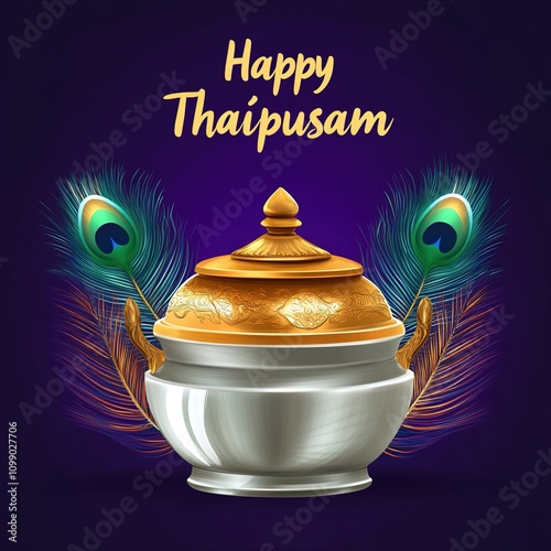 Flat design of Thaipusam Festival, Thaipusam milk pot. photo