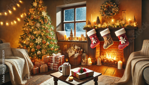 christmas tree with fireplace