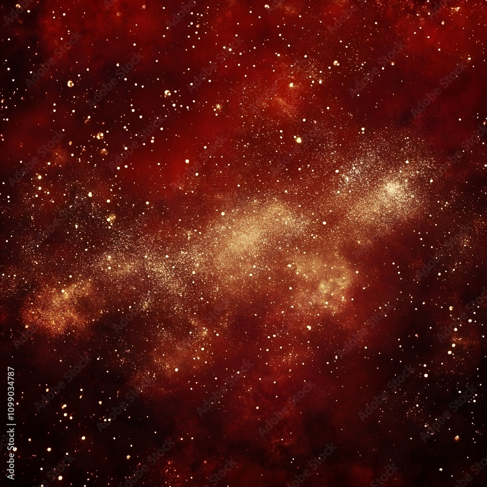 Obraz premium A soft and romantic red velvet texture, with light golden sparkles scattered across the background and an open space in the center for showcasing a product.