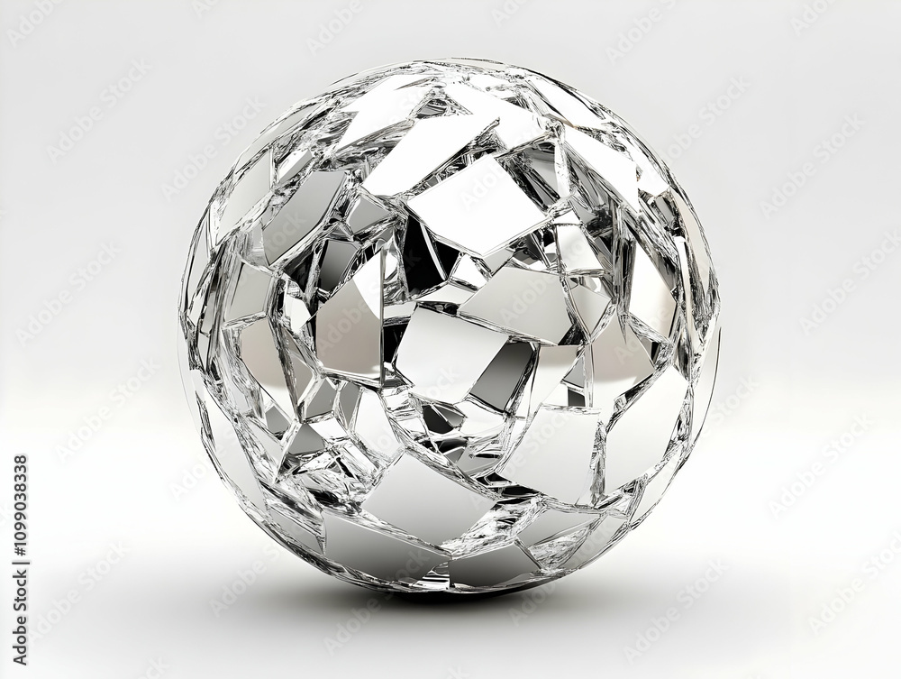 Fototapeta premium Shattered Silver Egg 3D Render