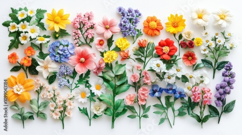 Colorful flowers on white background