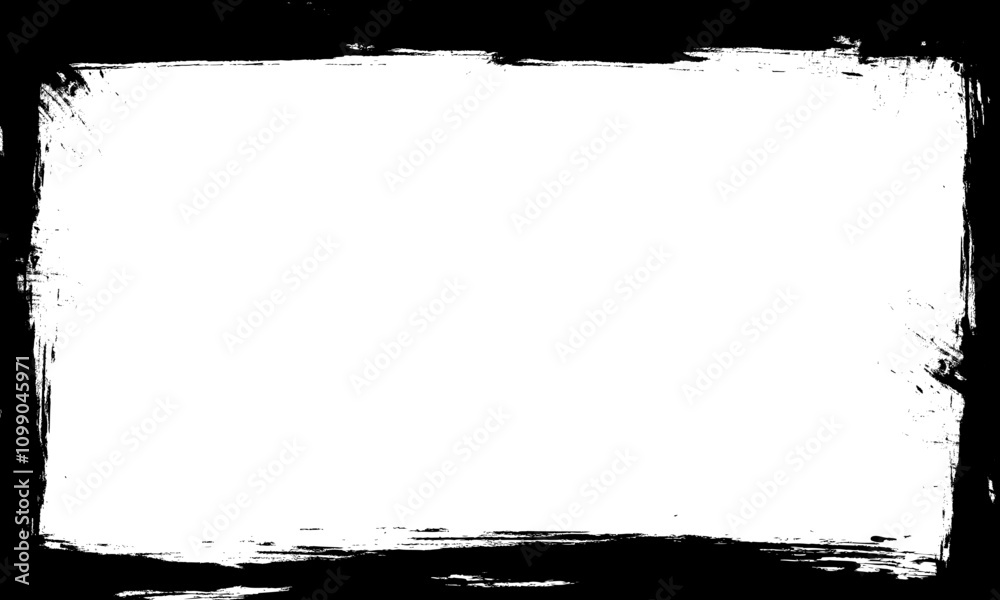 Naklejka premium black brush painting blank frame border artistic grunge graphic element