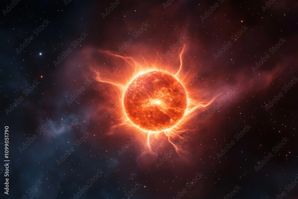 Obraz premium a vibrant depiction of a glowing star in the cosmos