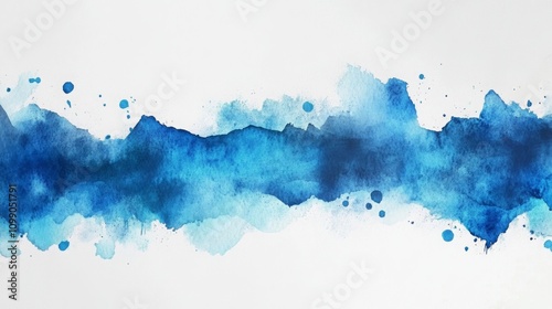 Blue and Teal Watercolor Brush Stroke Background photo