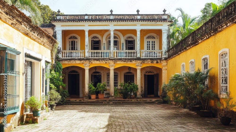 Fototapeta premium Elegant Colonial Architecture of Historic House in Tropical Setting