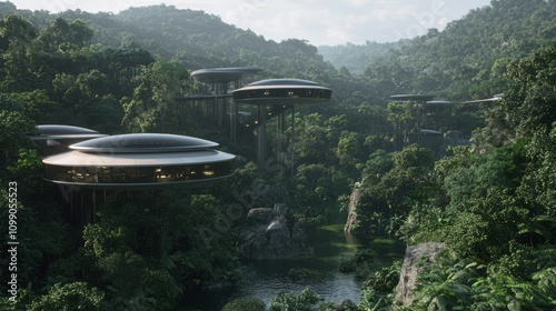 Wallpaper Mural Futuristic Data Lakehouse Architecture: A 3D Render of Innovation and Nature Harmony Torontodigital.ca