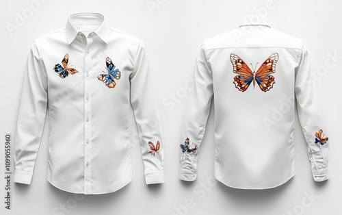 Shirt with butterfly design, white isolate background photo