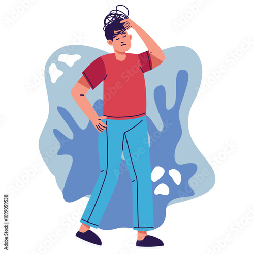 Illustration of a People Mental Disorder. Vector Character in Cartoon Style.