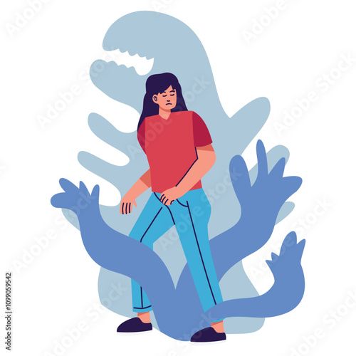 Illustration of a People Mental Disorder. Vector Character in Cartoon Style.