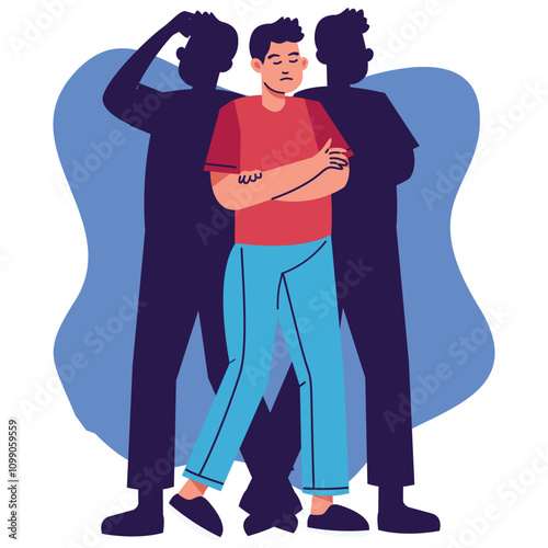 Illustration of a People Mental Disorder. Vector Character in Cartoon Style.
