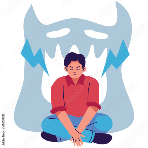 Illustration of a People Mental Disorder. Vector Character in Cartoon Style.