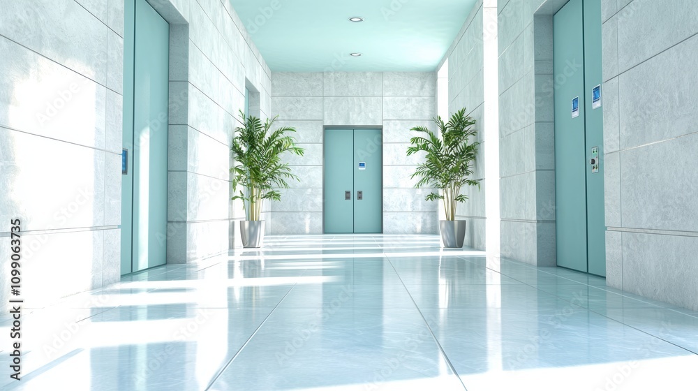 Fototapeta premium A modern bank vault with multiple layers of security, including biometric scanners and reinforced steel doors.
