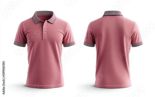 Pink polo shirt on white isolate background photo