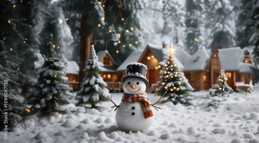 Obraz premium Christmas background. Christmas card with Christmas tree on night snowy background.