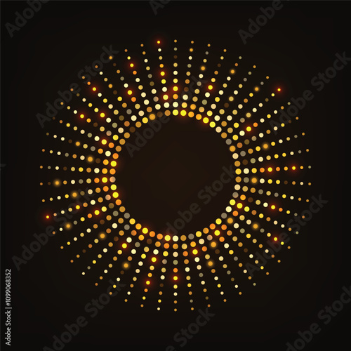 Abstract gold glowing halftone dotted background. Gold glitter pattern.