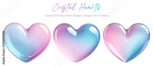 crystal pink blue hearts glass shiny png clipart cutout transparent isolated