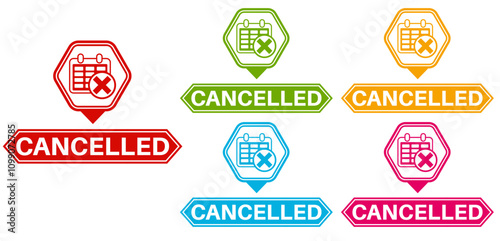 set cancelled sign labels icon. cancel information sign social media template design vector illustration