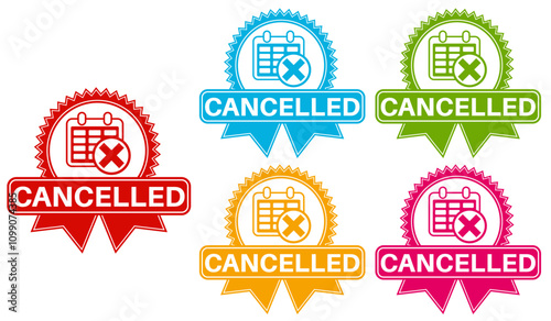 set cancelled sign labels icon. cancel information sign social media template design vector illustration