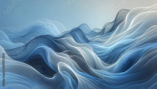 Fabric Soft Gradient Blue Waves of Fabric, Flowing Design, Elegant Movement, Abstract Texture2