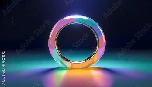 Opal ring with iridescent hues, celestial theme, 3D illustration, ring jewelry, trendy, aesthetic.