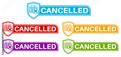 set cancelled sign labels icon. cancel information sign social media template design vector illustration