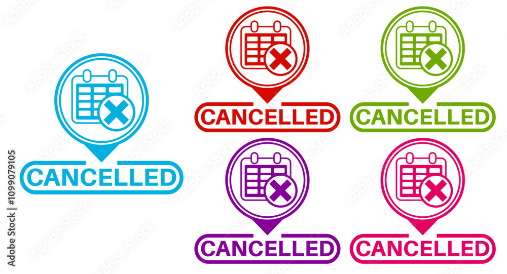 Obraz premium set cancelled icon. event cancellation sign banner label template design vector illustration 