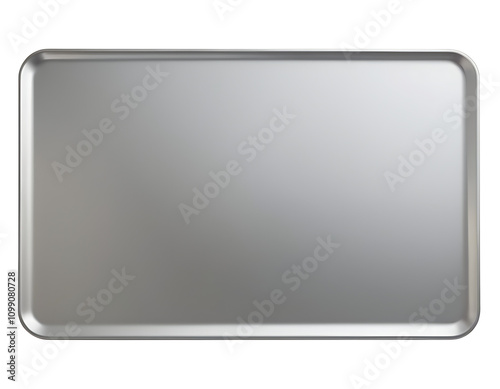 Stainless steel baking sheet or tray, perfect for baking cookies, roasting vegetables, or preparing various dishes in the oven. (Transparent PNG)