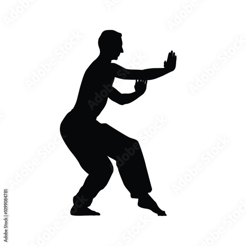 Silhouette pose of a martial arts master
