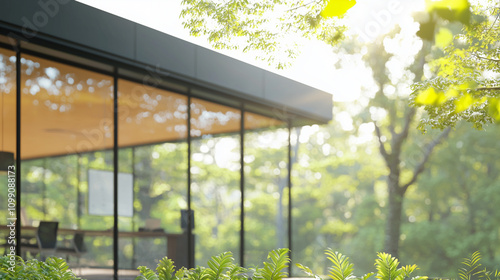 Modern Glass House in Lush ...