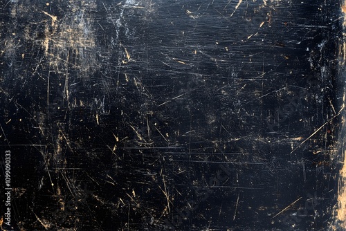 Dark Scratched Surface with Complex Pattern of Marks and Lines

