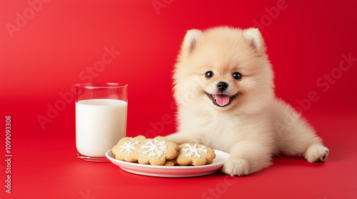 Christmas Puppy with Milk a...