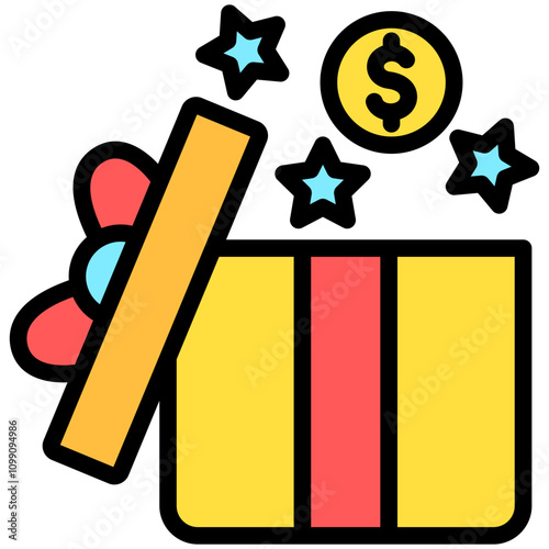 Bonus flat outline color icon, use for UI, UX, app and web development, digital or print. for industry, education, business, financial, Human Resources theme.