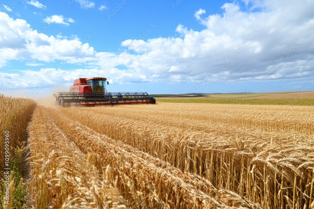 Obraz premium combine harvester on field