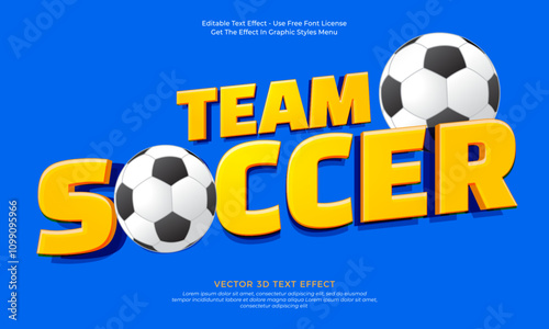 Team soccer text vector design with editable text effect